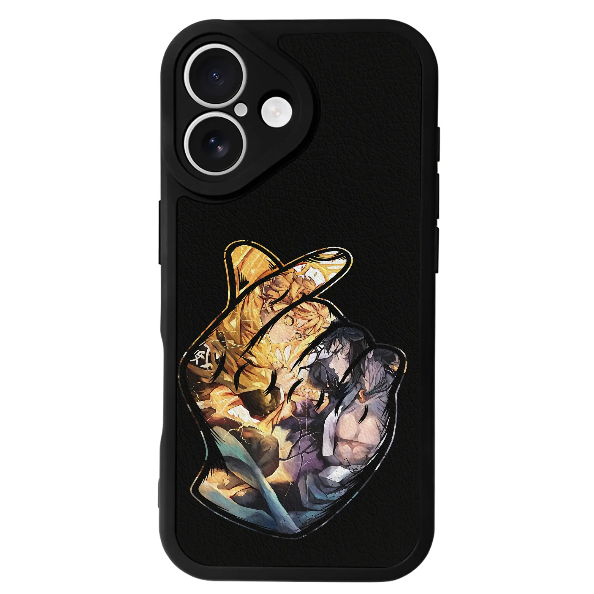 鬼滅の刃 グッズ,我妻 善逸 - IPhone 16シリーズ対応 ・ シリコンスマホケース ・ レザー調 ・ 高精度フィット ・ 耐衝撃 ・ ワイヤレス充電対応 ・ 精密カット